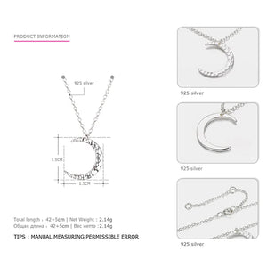 Pure 925 Pendant Necklace Moon Statement Necklaces Chain