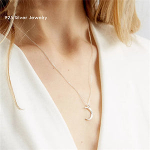 Pure 925 Pendant Necklace Moon Statement Necklaces Chain