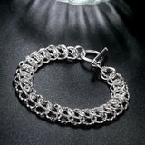 925 Silver Bracelet Large Circle Chain Women Wedding Jewelry