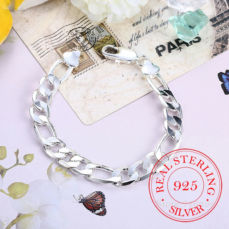 925 Silver Men's 10mm Chain Bracelet Wristband