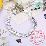 925 Silver Men's 10mm Chain Bracelet Wristband