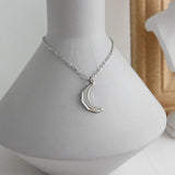 925 Silver Crescent Moon Friendship Pendant Necklace Bohemian Jewelry