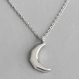 925 Silver Crescent Moon Friendship Pendant Necklace Bohemian Jewelry