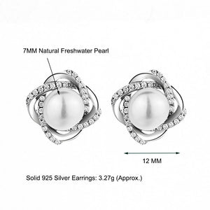925 Silver Earrings Natural Freshwater Pearl Fine Stud Earring