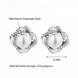 925 Silver Earrings Natural Freshwater Pearl Fine Stud Earring