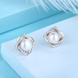 925 Silver Earrings Natural Freshwater Pearl Fine Stud Earring