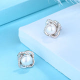 925 Silver Earrings Natural Freshwater Pearl Fine Stud Earring
