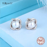 925 Silver Earrings Natural Freshwater Pearl Fine Stud Earring
