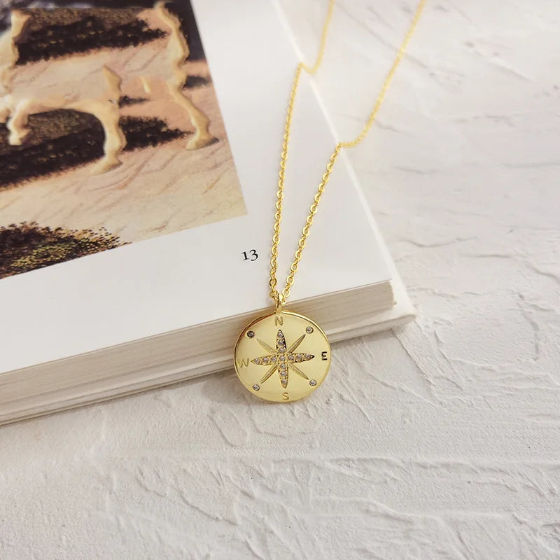 925 Silver Compass Pendant Necklace Fine Jewelry