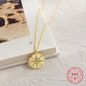 925 Silver Compass Pendant Necklace Fine Jewelry