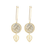 925 Silver Coin Leaf Dangle Earrings Fine Jewelry