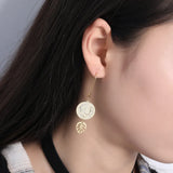 925 Silver Coin Leaf Dangle Earrings Fine Jewelry