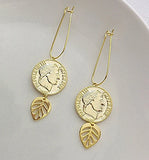 925 Silver Coin Leaf Dangle Earrings Fine Jewelry