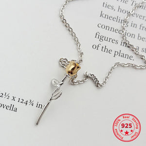925 Silver Rose Pendant Necklace Fine Jewelry