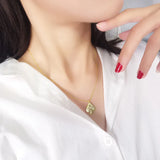 925 Silver Poker Red Peach Pendant Necklace Fine Jewelry