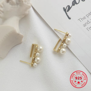 925 Silver Shell Pearl Stud Earrings Fine Jewelry