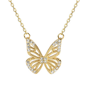 925 Silver Butterfly Choker Necklace Zircon Chain Neck Gift
