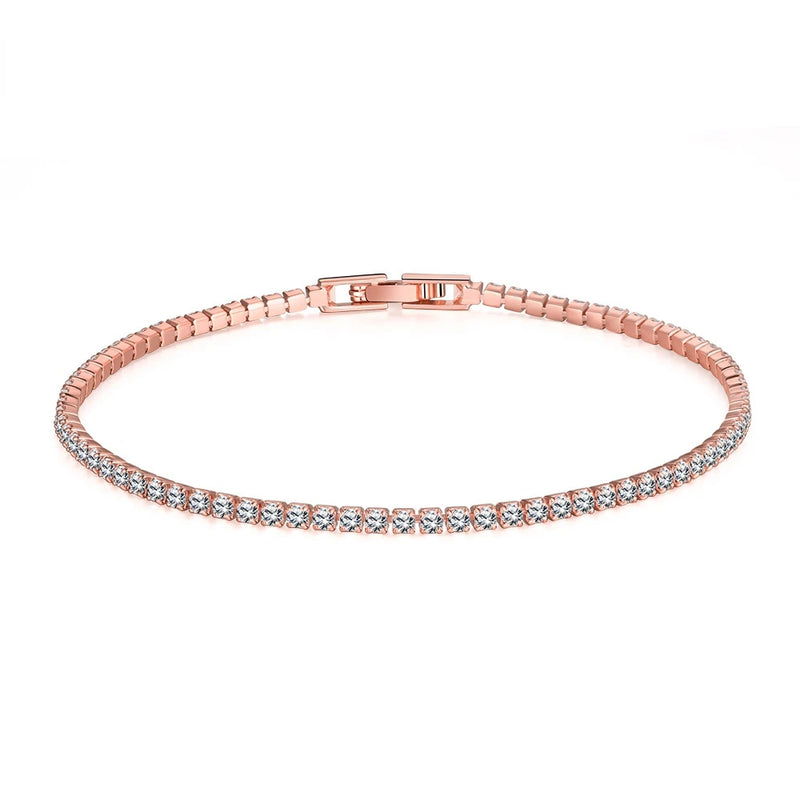 925 Silver Tennis Bracelet 2mm Zirconia Wedding Bangle