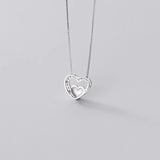 925 Silver Rhinestone Heart Pendant Necklace for Wedding