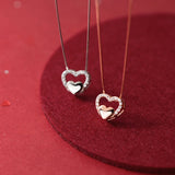 925 Silver Rhinestone Heart Pendant Necklace for Wedding