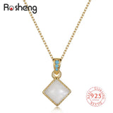 925 Silver Moonstone Pendant Necklace Retro Jewelry