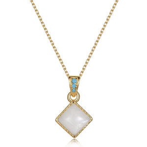 925 Silver Moonstone Pendant Necklace Retro Jewelry
