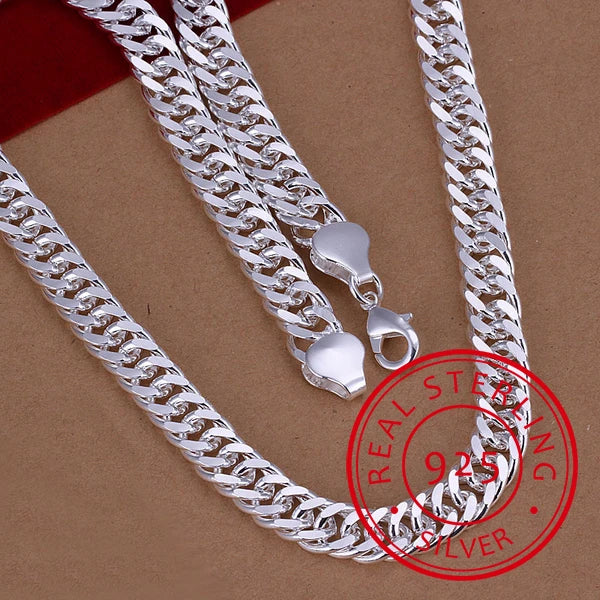 10mm 925 Silver Men's Chain Necklace 20inch Choker Jewelry Accessories