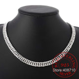 925 Silver Men's 10mm Chain Necklace 24inch Choker Male Jewelry