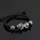 925 Silver Pixiu Bracelet 18.5cm Adjustable Rope Chain S925 Thai Silver Beads