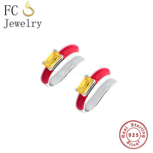 925 Silver Spain Circle Geometric ARC Enamel Ear Cuff Earring