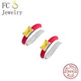 925 Silver Spain Circle Geometric ARC Enamel Ear Cuff Earring