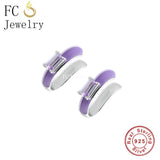 925 Silver Spain Circle Geometric ARC Enamel Ear Cuff Earring
