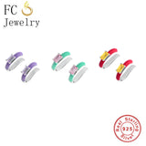 925 Silver Spain Circle Geometric ARC Enamel Ear Cuff Earring