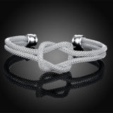 925 Silver Sterling Mesh Wide Braided Bangle Chain Wristband Jewelry