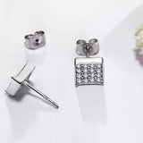 925 Silver Square Stud Earrings with Cubic Zirconia