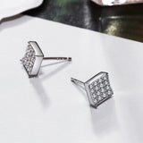 925 Silver Square Stud Earrings with Cubic Zirconia
