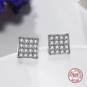 925 Silver Square Stud Earrings with Cubic Zirconia
