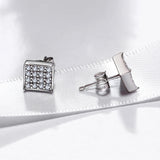 925 Silver Square Stud Earrings with Cubic Zirconia