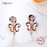 925 Silver Stud Earrings Horseeye Zircon Fine Jewelry