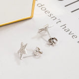 925 Silver CZ Star Stud Earrings Women's Teen Girls Birthday