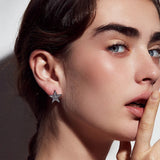 925 Silver CZ Star Stud Earrings Women's Teen Girls Birthday