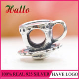 925 Silver Teacup & Saucer Charm Bead For Bracelets Bangles