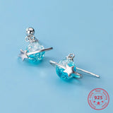 925 Silver Women's Beads Star Earrings