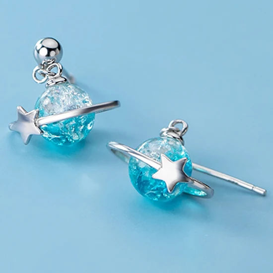 925 Silver Women's Beads Star Earrings