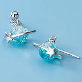925 Silver Women's Beads Star Earrings