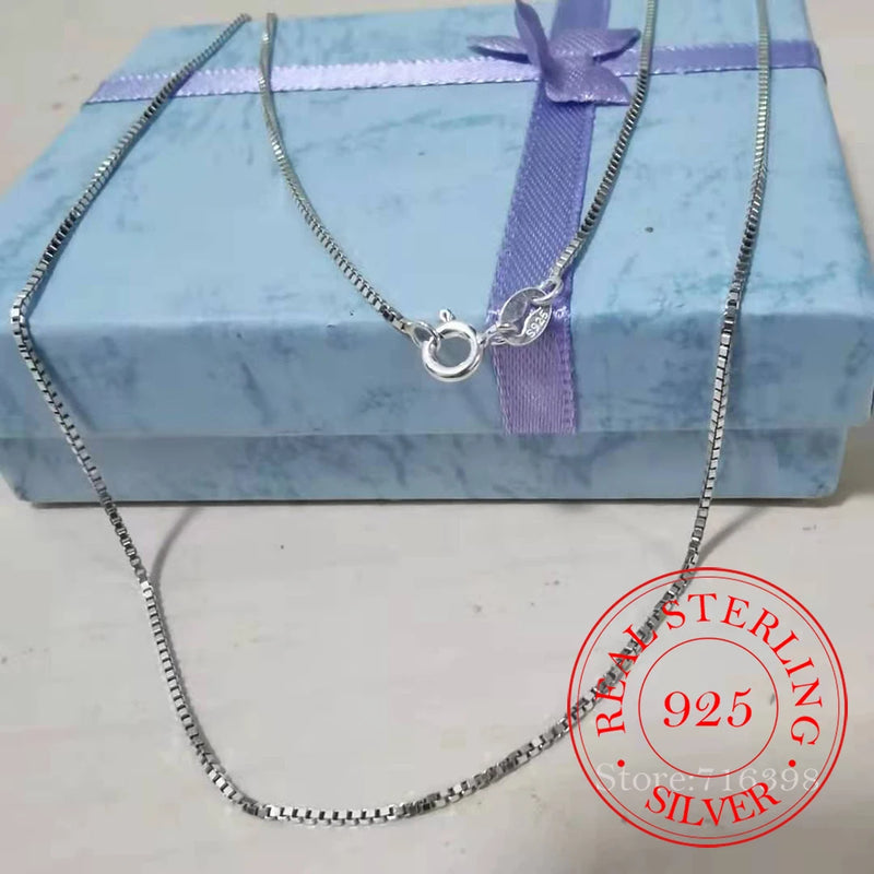 925 Sterling Silver 1mm Box Chain Necklace for Women Men Kids