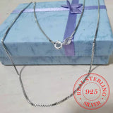 925 Sterling Silver 1mm Box Chain Necklace for Women Men Kids