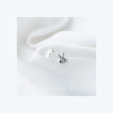925 Sterling Silver Bee Stud Earrings for Women Girls Wedding Party Gift