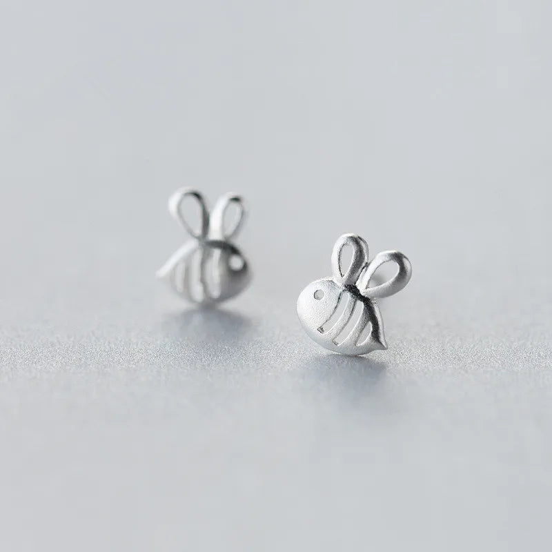 925 Sterling Silver Bee Stud Earrings for Women Girls Wedding Party Gift