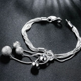 925 Sterling Silver Snake Chain Bead Bracelet Jewelry for Women